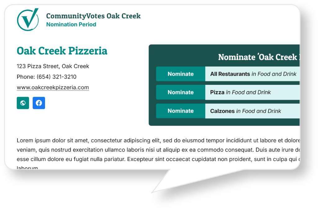 Example promoted business profile page